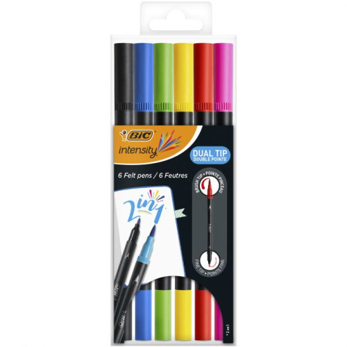 BIC Intensity Dual Tip rotulador Negro, Azul, Verde, Púrpura, Rojo, Amarillo 6 pieza(s) - Imagen 6