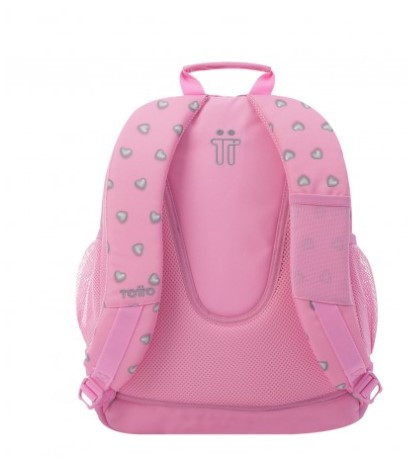 MOCHILA INFANTIL ROSA CORAZONES BOLSILLOS MA04ECO029-2120N-7IU TOTTO - Imagen 2