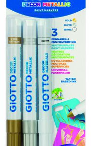 BLÍSTER 3 ROTULADORES DECOR METALLIC ORO, PLATA Y BLANCO GIOTTO F014700