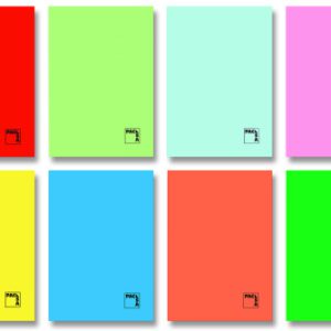 LIBRETA GOFRADA TAPA CARTULINA 70 GRS. A-4 (210X297MM.) 48 HOJAS HORIZONTAL 8 COLORES SURTIDOS CON MARGEN SURTIDO PACSA 20061