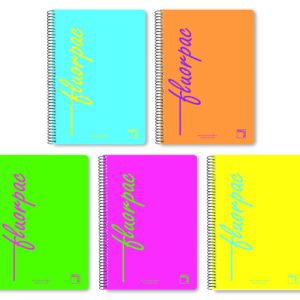 CUADERNO SERIE FLUORPAC TAPA POLIPROPILENO 90 GRS. FLUOR 4º (155X215MM.) 80 HOJAS CUADRÍCULA 4X4 CON MARGEN SURTIDO PACSA 16552