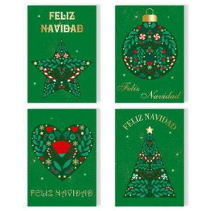 TARJETA FELICITACIÓN NAVIDAD FOIL GREEN/GOLD BISMARK 330895