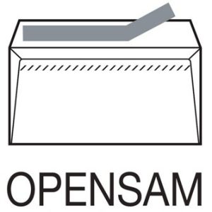 CAJA 500 SOBRES AMERICANO (115X225) OFFSET BLANCO 90 GRS. VENTANA DERECHA 45X100 B.20 D.20 OPENSAM AUTOADHESIVO TIRA SILICONA ESPECIAL LASER SAM 247730