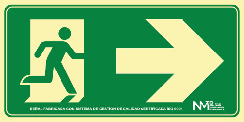 SEÑAL HOMOLOGADA SEGURIDAD SALIDA EMERGENCIA DERECHA 320x160MM PVC VERDE ARCHIVO2000 6170-16H VE