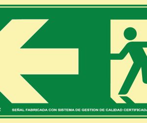 SEÑAL HOMOLOGADA SEGURIDAD SALIDA EMERGENCIA IZQUIERDA 320x160MM PVC VERDE ARCHIVO2000 6170-17H VE