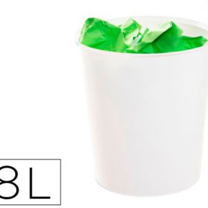 PAPELERA ECOGREEN 100% RECICLADO Y RECICLABLE BLANCO PASTEL 18 LITROS 290X310 MM ARCHIVO 2000 2001 BL PS