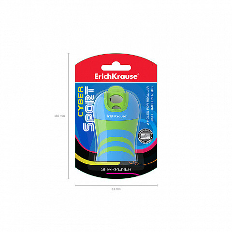 SACAPUNTAS DE PLÁSTICO DOBLE CYBER SPORT CON DEPÓSITO, SISTEMA TOTAL CLEAN, COLOR: SURTIDO ERICH KRAUSE 50473 - Imagen 4