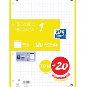 RECAMBIO COLOR 1 A4  100+20 HOJAS 5X5 LIMA 90GRS OXFORD 400158160