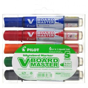 Pilot V-Board Master marcador 5 pieza(s) Punta redonda Negro, Azul, Verde, Naranja, Rojo