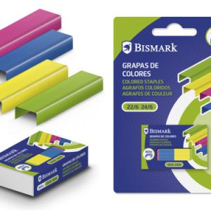 CAJA DE 800 GRAPAS DE COLORES Nº 22/6-24/6 METALIZADAS BISMARK 331279