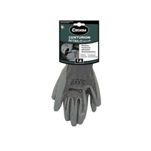 GUANTES DE TRABAJO CENTURION NITRILO/NYLON GRIS T8-MEDIANA M CEGASA 327099