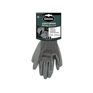 GUANTES DE TRABAJO CENTURION NITRILO/NYLON GRIS T9-GRANDE L CEGASA 327100