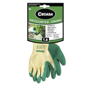 GUANTES DE TRABAJO ANTICORTES VIKING ALGODÓN/LATEX VERDE T8-MEDIANA M CEGASA 100540