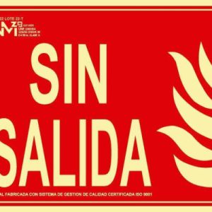 SEÑAL DE INCENDIO "SIN SALIDA" 20X25CM HOMOLOGADA SEGÚN NORMATIVA PP ROJO ARCHIVO 2000 6171-06H RJ