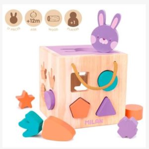 JUGUETE EDUCATIVO DE MADERA CUBO PARA ENCAJAR PIEZAS 'RABBIT' MILAN 660505