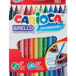 CAJA 12 ROTULADORES COLORES DOBLE PUNTA BIRELLO CARIOCA 41457