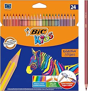 BLISTER 24 LAPICES DE COLORES EVO STRIPES COLORES SURTIDOS BIC 9505251