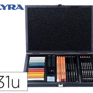 SET DIBUJO CAJA DE MADERA 31 UDS. LYRA L2054002