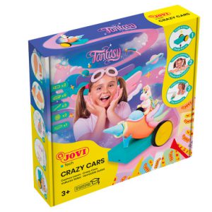 SET CRAZY CARS CON 8 PASTILLAS DE PLASTILINA COLORES SURTIDOS DE 50G, 2 BARRITAS DE 15G, 3 MODELADORES, 2 RUEDAS CRAZY CARS, 1 PLATAFORMA JOVI  JT101