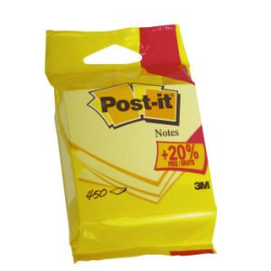 CUBO 375+75 HOJAS NOTAS ADHESIVAS 76X76MM CANARY YELLOW EMBLISTADO INDIVIDUAL 5426P POST-IT 7100172391