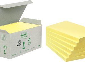 PACK 6 BLOCS 100 HOJAS NOTAS RECICLADAS ADHESIVAS 76X127MM CANARY YELLOW CAJA CARTÓN 655-1B POST-IT 7100172257