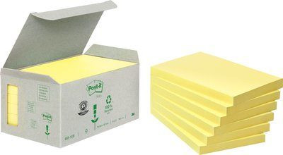 PACK 6 BLOCS 100 HOJAS NOTAS RECICLADAS ADHESIVAS 76X127MM CANARY YELLOW CAJA CARTÓN 655-1B POST-IT 7100172257