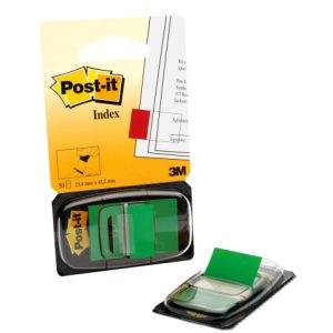 BLISTER DISPENSADOR 50 MARCADORES INDEX VERDE 25,4X43,2MM 680-3 POST-IT 7000029856