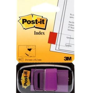 BLISTER DISPENSADOR 50 MARCADORES INDEX VIOLETA 25,4X43,2MM 680-8 POST-IT 7000144933