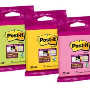 BLISTER BLOC 90 HOJAS NOTAS ADHESIVAS 76X76MM SUPER STICKY 654 COLORES SURTIDOS 6820-SS3N POST-IT 7100172224