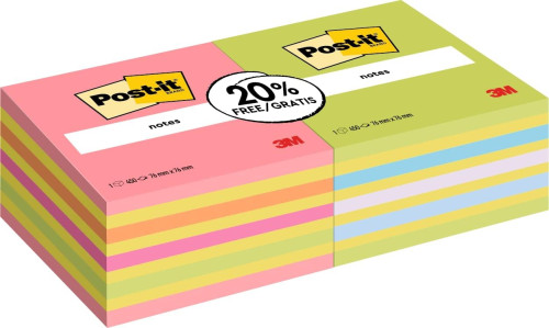 PACK 2 BLOCS 450 HOJAS NOTAS ADHESIVAS 76X76MM COLORES SURTIDOS 2028-OCPPX2 POST-IT 7100321423