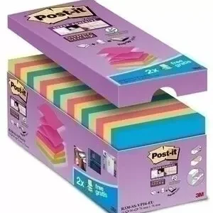 PACK 16+4 BLOCS 90 HOJAS Z-NOTES ADHESIVAS 76X76MM SUPER STICKY COLORES SURTIDOS R330-SS-VP16-EU POST-IT 7100234249