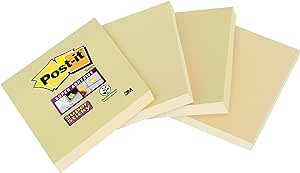PACK 4 BLOCS 45 HOJAS NOTAS RECICLADAS ADHESIVAS 102X152MM SUPER STICKY CANARY YELLOW CON LÍNEAS 4645-RSSCY4 POST-IT 7100321347