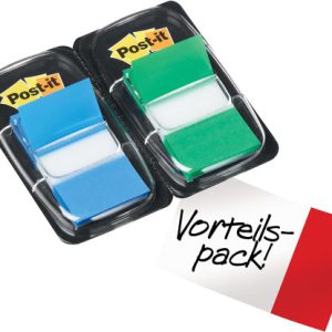 PACK 2 DISPENSADORES X 50 MARCADORES INDEX 25,4X43,2MM COLORES AZUL/VERDE 680-GB2 POST-IT 7000052570