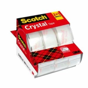 PACK 2+1 ROLLOS CINTA SUPERTRANSPARENTE 19MM × 7,5M CRYSTAL CON DISPENSADOR 6-1975C3 SCOTH 7100088402