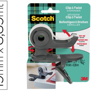 DISPENADOR PORTARROLLOS CLIP&TWIST C19 GRIS CON ROLLO CINTA INVISIBLE 19MM X 8,89M MAGIC C19-CLIP-CG-EMEA SCOTH 7100225277