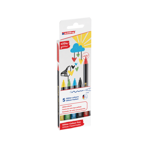 Edding 4-1200-5-3 rotulador Aqua, Negro, Verde claro, Rojo, Amarillo 1 pieza(s)