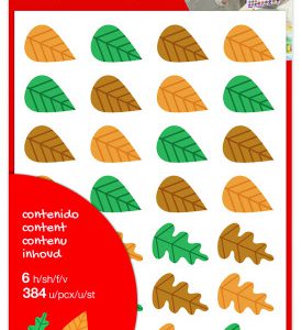 BOLSA DE GOMETS - PEGATINAS HOJAS DE ÁRBOLES 6 HOJAS APLI 19