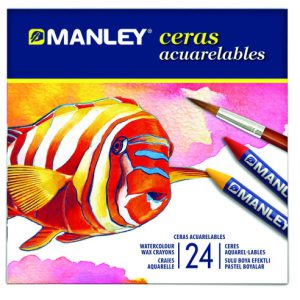ESTUCHE 24 CERAS ACUARELABLES MANLEY MNQ00424