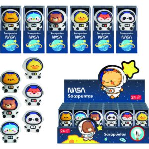 EXPOSITOR CON 24 SACAPUNTAS ASTRONAUTAS-ANIMALES - NASA DOHE 79652