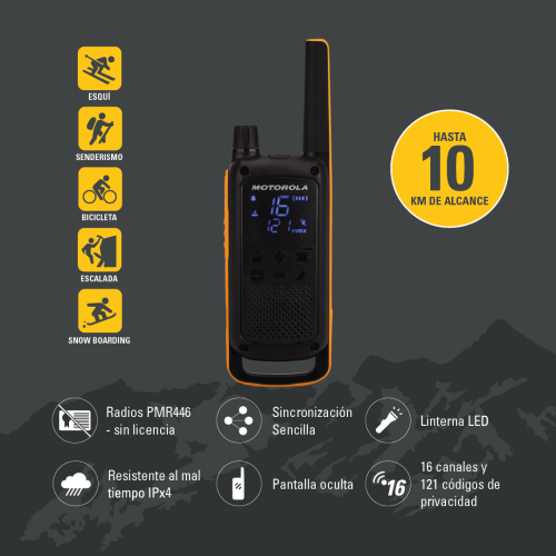 PACK 2 WALKIE TALKIE T82 EXTREME MOTOROLA 59T82EXPACK - Imagen 7