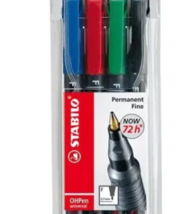 ESTUCHE 4 MARCADORES PERMANENTE P.SUPERFINA SURTIDO OHPEN UNIVERSAL 0,4MM. STABILO 841/4