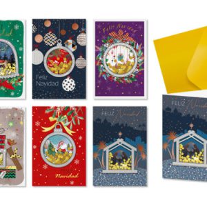 TARJETA FELICITACION NAVIDAD CONFETTI C/ SOBRE BISMARK 332860