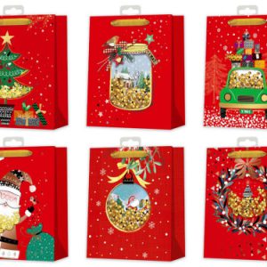 BOLSA NAVIDAD ROJA C/ CONFETTI BISMARK 332865