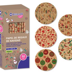 PAPEL DE REGALO KRAFT NAVIDAD CELEBRATION 70X200 BISMARK 332997