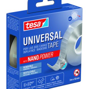 CINTA ADHESIVA DOBLE CARA NANO UNIVERSAL POWER 5KG 3 METROS x 30 MM TESA 55810-00002-00