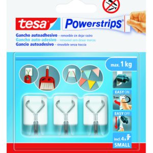 BLISTER 3 GANCHOS ADHESIVOS ALAMBRE POWERSTRIPS 1KG TAMAÑO S BLANCO TESA 57615-00001-00