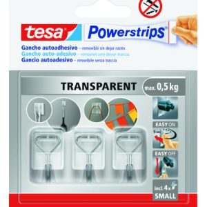 BLISTER 3 GANCHOS ADHESIVOS ALAMBRE POWERSTRIPS 0,5KG TAMAÑO S TRANSPARENTE TESA 58620-00001-01