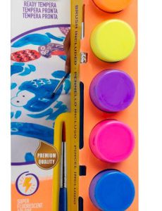 CAJA 6 BOTES DE TÉMPERA CON PINCEL NEON CARIOCA 40486