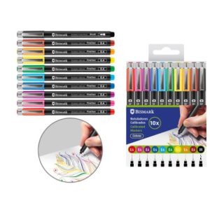SET ROTULADORES CALIBRADOS 0.4MM + PINCEL 10 COLORES BISMARK 332337