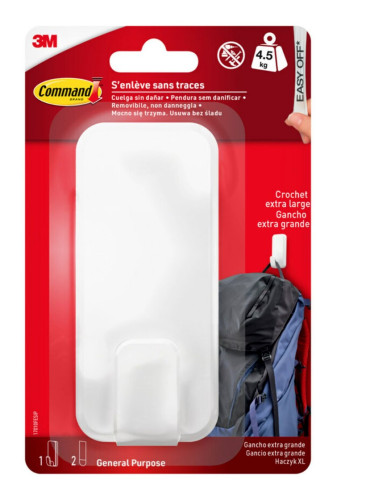BLISTER 1 GANCHO ADHESIVO BLANCO EXTRAGRANDE HASTA 4,5KG COMMAND 17010FESIP 3M 7100306463